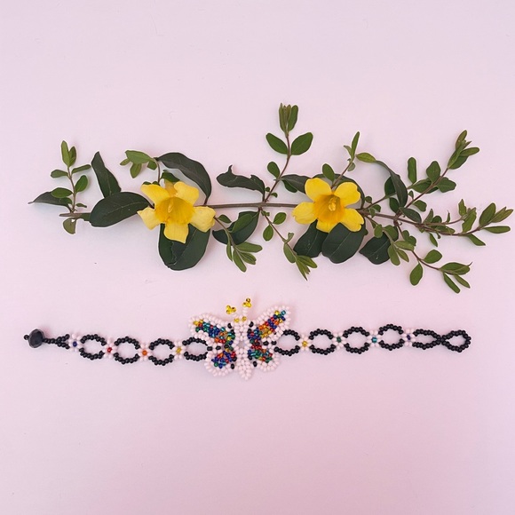 Colorful Beaded Butterfly Bracelet - Picture 2 of 3